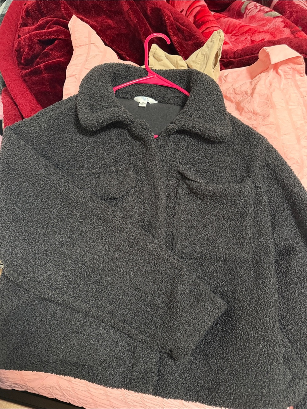Time and Tru Plush Sherpa Jacket in Black